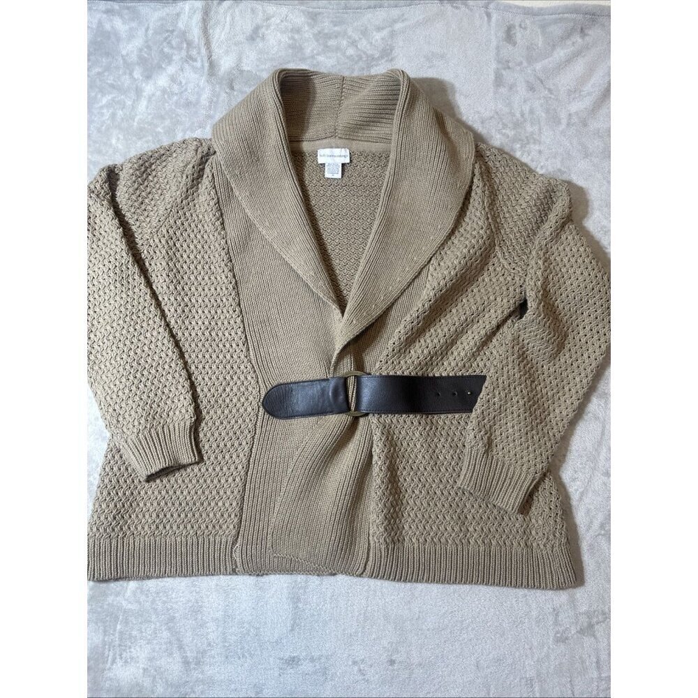 Women’s Soft Surroundings Knitted Cardigan Sweater Belted Brown Plus 1X - Picture 8 of 14